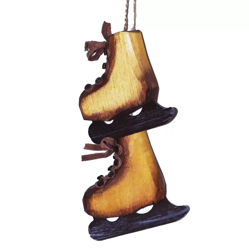 Christmas Forever ORN WINTER WOODEN ICE SKATES 3″ BROWN