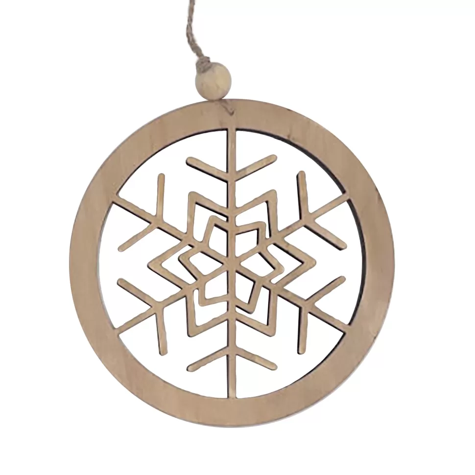 Christmas Forever ORN WOODEN DISC SNOWFLAKE 6″ NATURAL