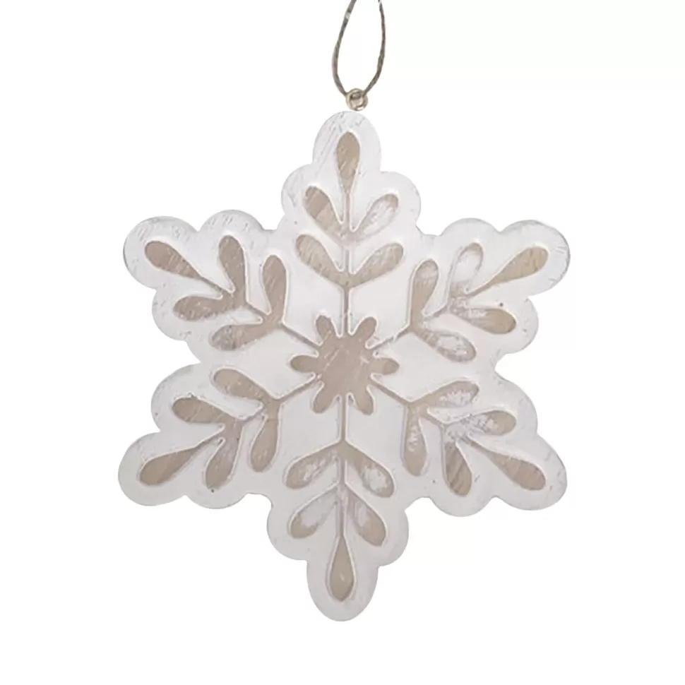 Christmas Forever ORN WOODEN SNOWFLAKE 6.5″ NATURAL/WHITEWASHED