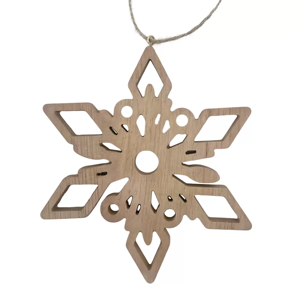 Christmas Forever ORN WOODEN SNOWFLAKE 6″ BROWN/NATURAL
