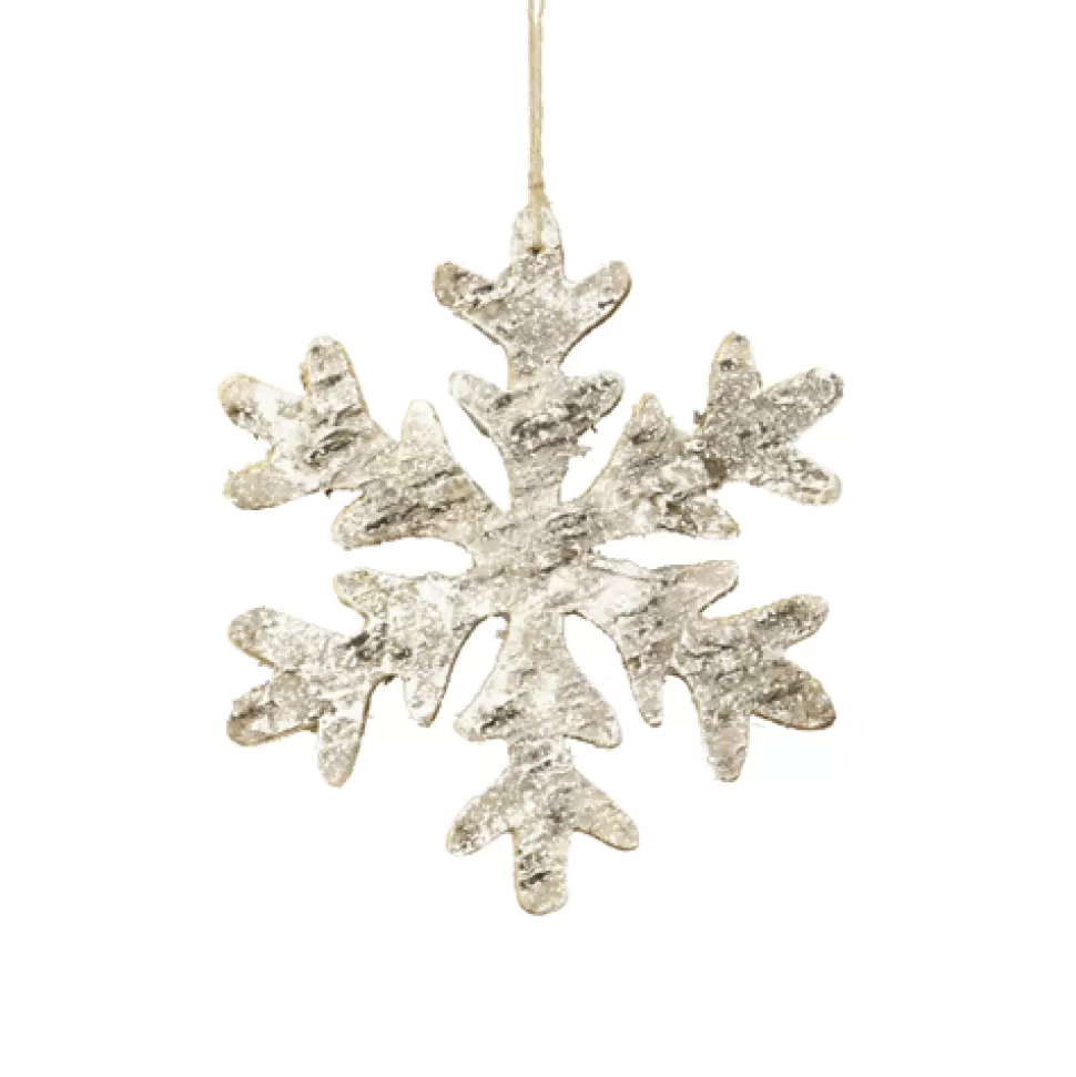 Christmas Forever ORN WOODEN SNOWFLAKE 8″ WOOD/BIRCH LOOK W/GLTR