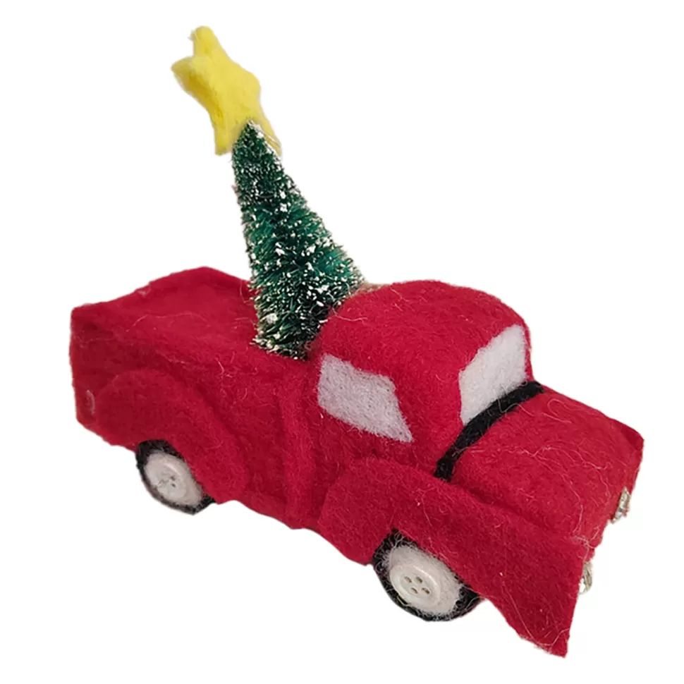 Christmas Forever ORN WOOL AUTO TRUCK 5.5″ WITH CHRISTMAS TREE