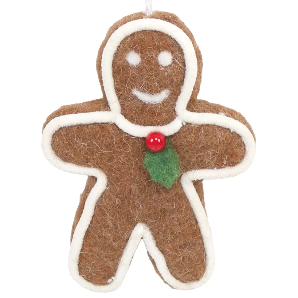 Christmas Forever ORN WOOL BAKERY GINGERBREAD BOY 4.5″ BROWN/WHITE