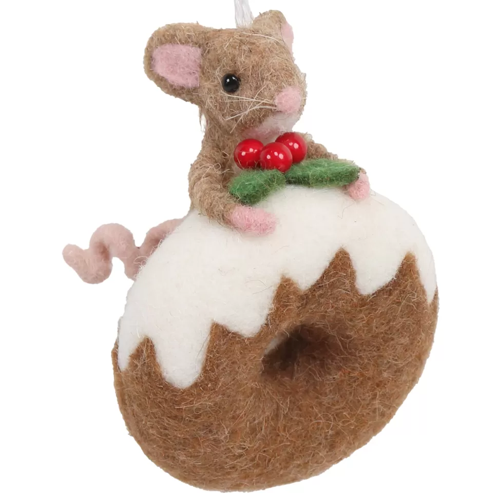 Christmas Forever ORN WOOL BAKERY MOUSE 3.5″ BROWN/WHITE ON A DONUT