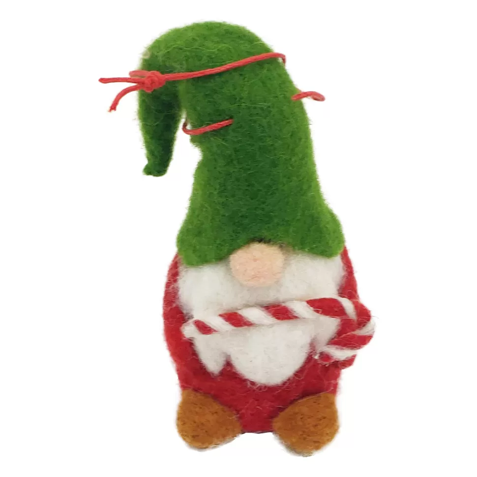Christmas Forever ORN WOOL GNOME 2″X3″ HOLDING CANDY CANE