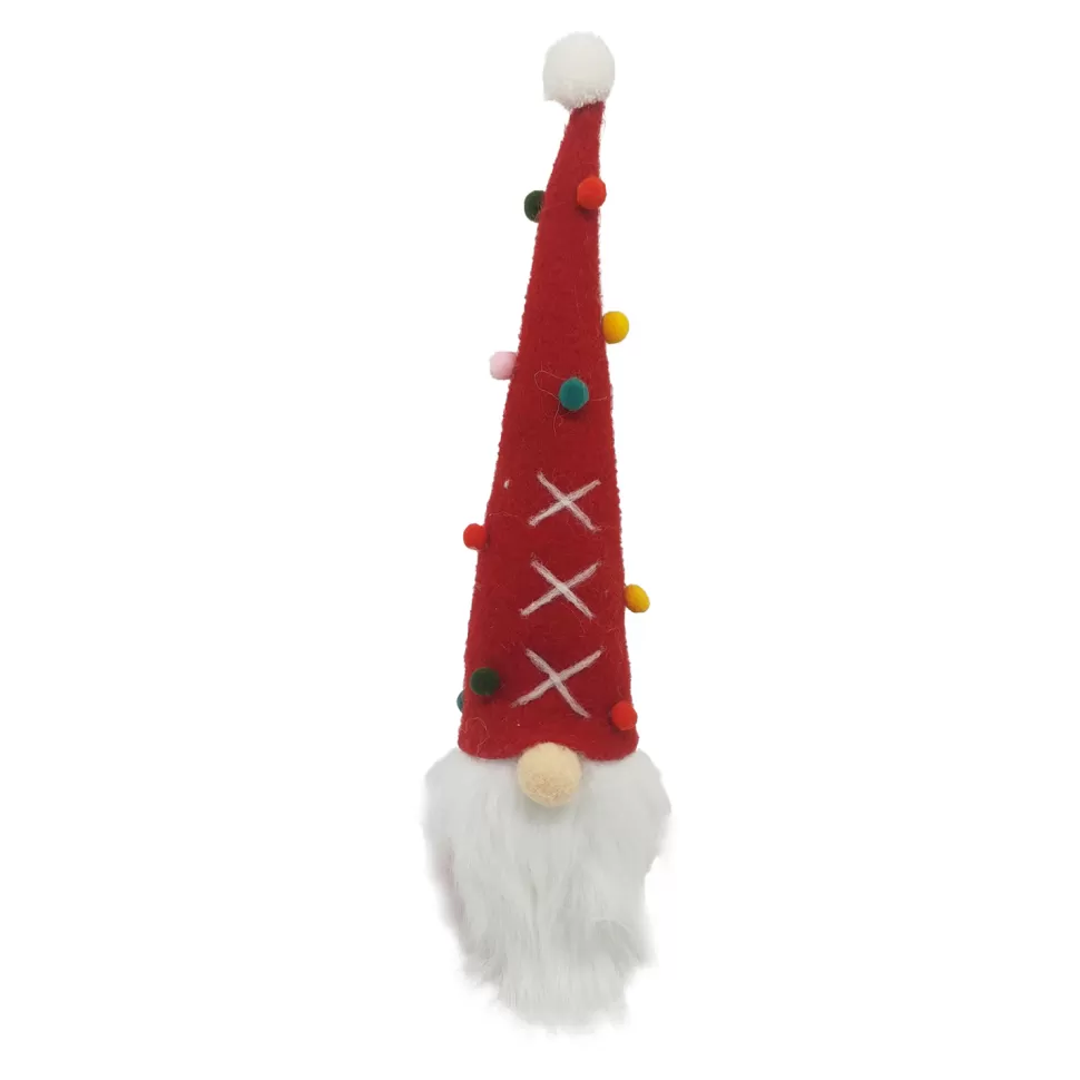Christmas Forever ORN WOOL GNOME 3″X4″X13″ W/ RED HAT MULTI DOTS