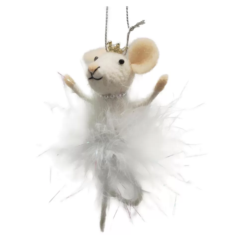 Christmas Forever ORN WOOL MOUSE 3″X2″X5″ BALLERINA HANDS UP
