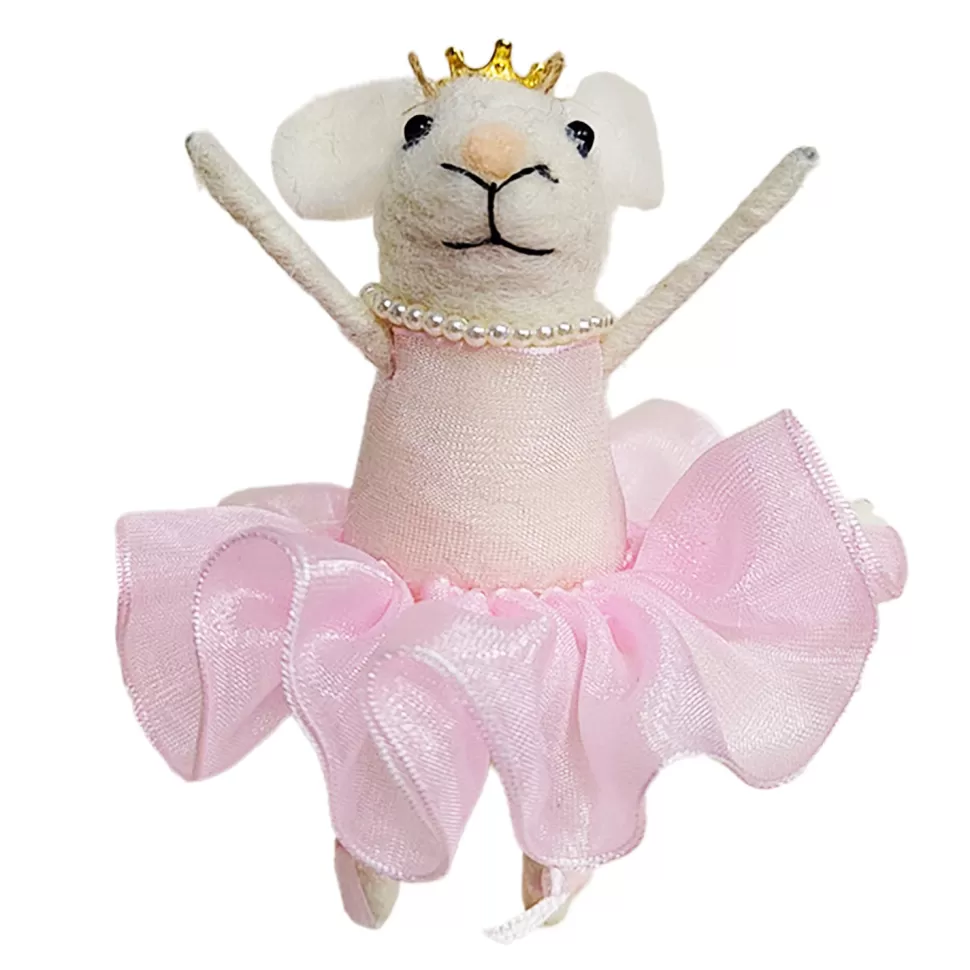 Christmas Forever ORN WOOL MOUSE 4.5″ BALLERINA W/ PINK TUTU