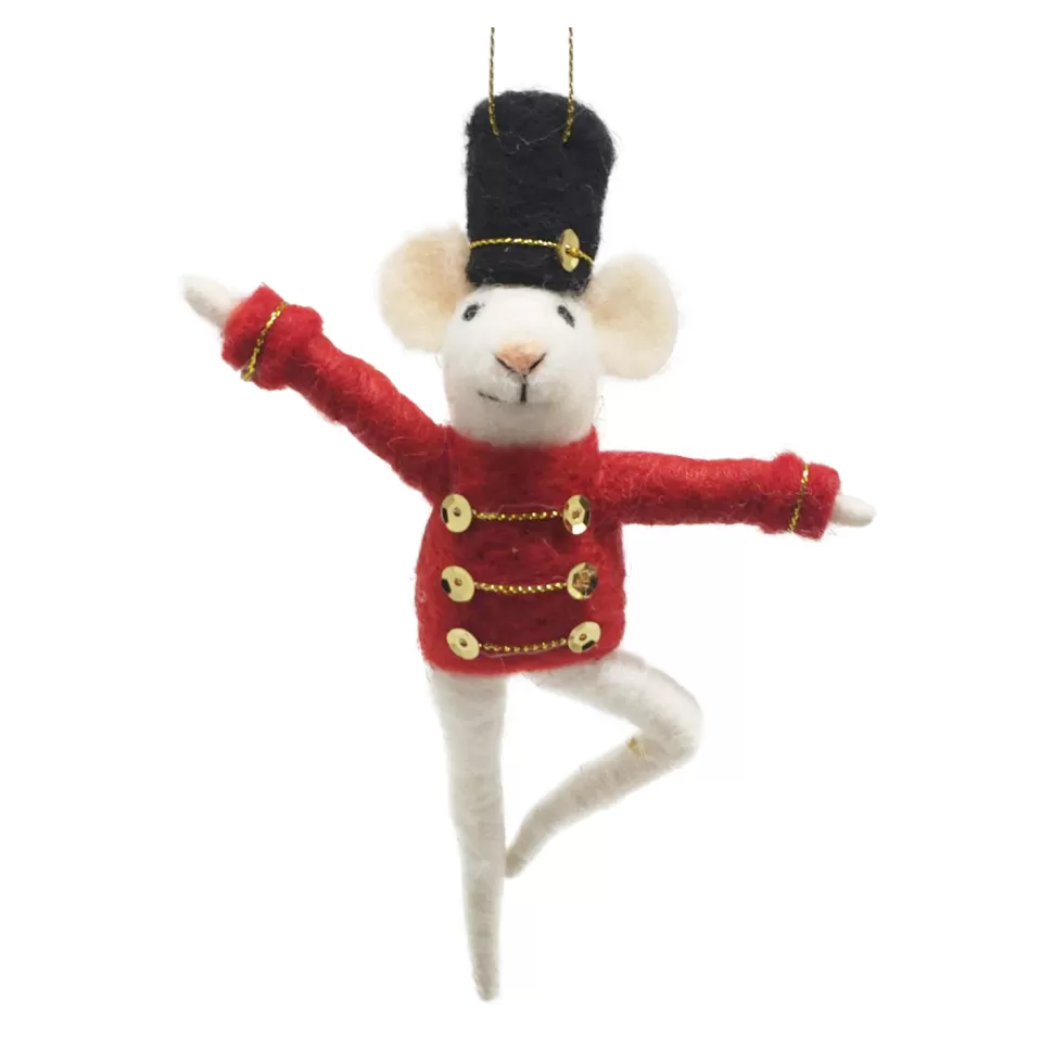 Christmas Forever ORN WOOL MOUSE 5″X2″X7″ SOLDIER RED/BLACK