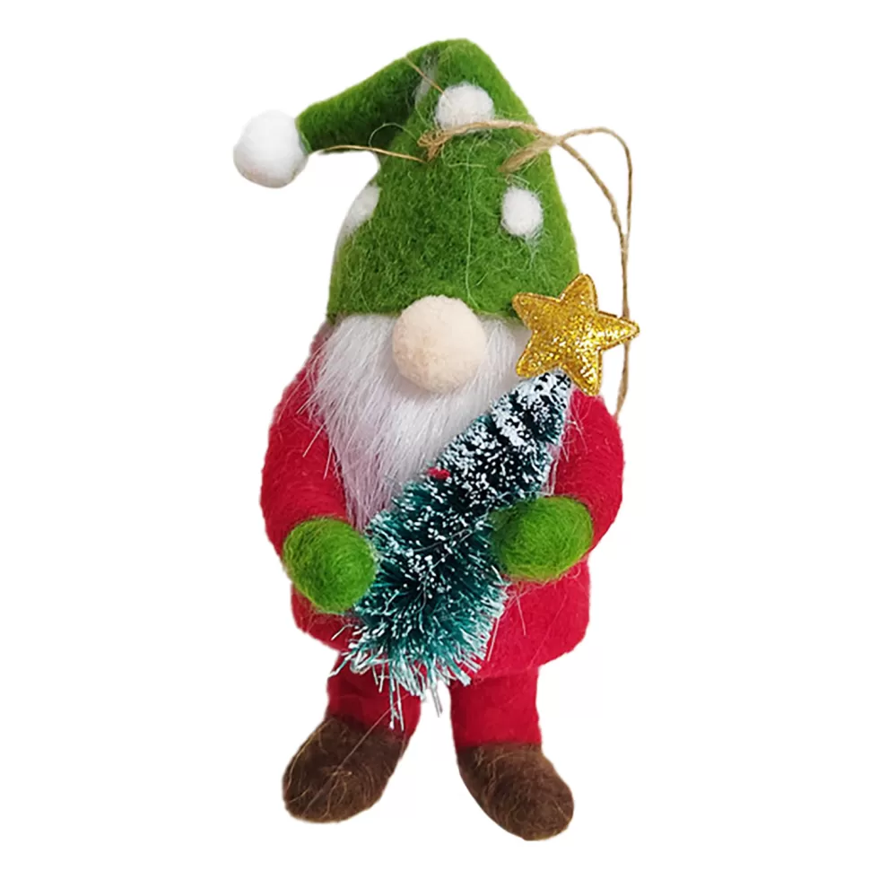Christmas Forever ORN WOOL SANTA 6″W/ CHRISTAMS TREE 6″