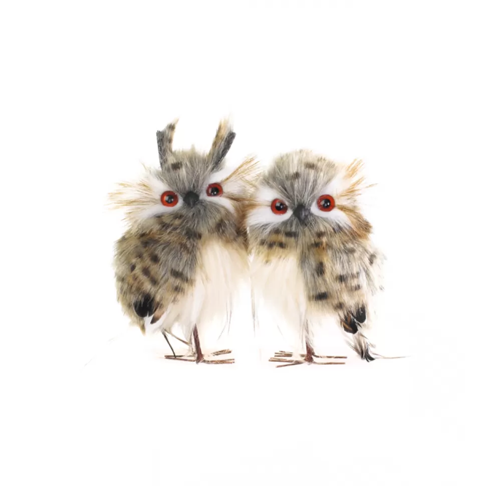 Christmas Forever OWL BROWN/GRAY 5″ TWINS LEOPARD PRINT STANDING