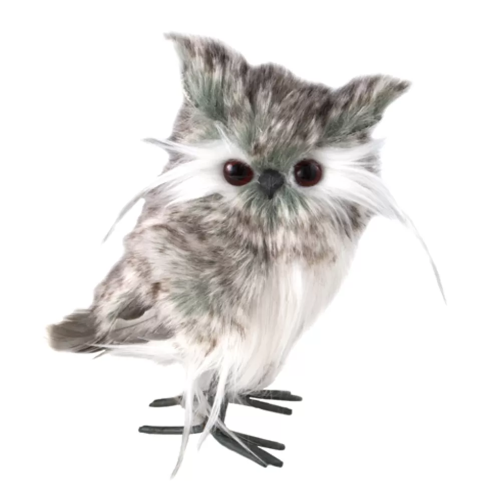 Christmas Forever OWL BROWN/WHITE 6″ W/ STRIPES STANDING