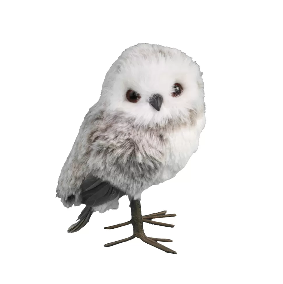 Christmas Forever OWL GRAY/WHITE 5.5″ FAUX FUR STANDING