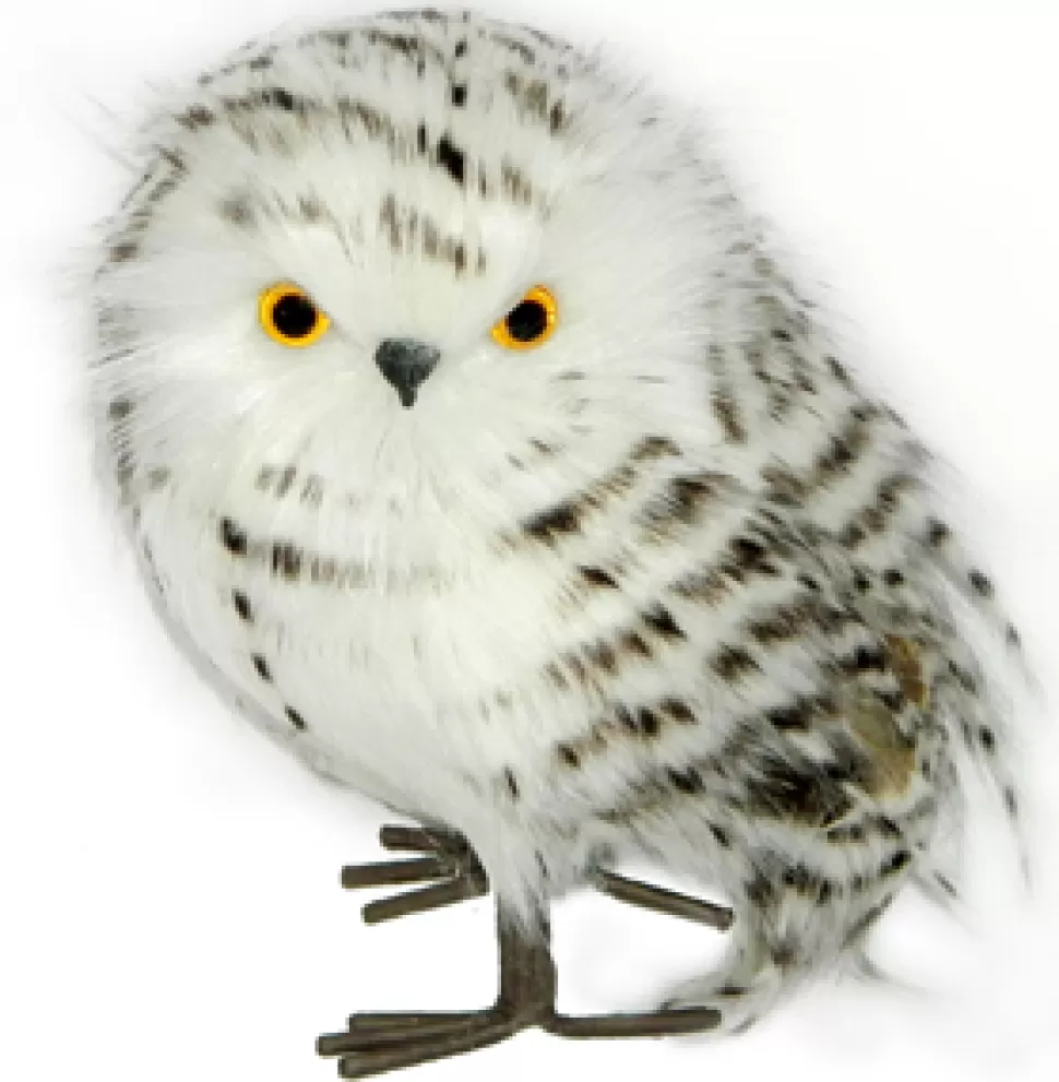 Christmas Forever OWL GRAY/WHITE 6″ LONG HAIR STANDING