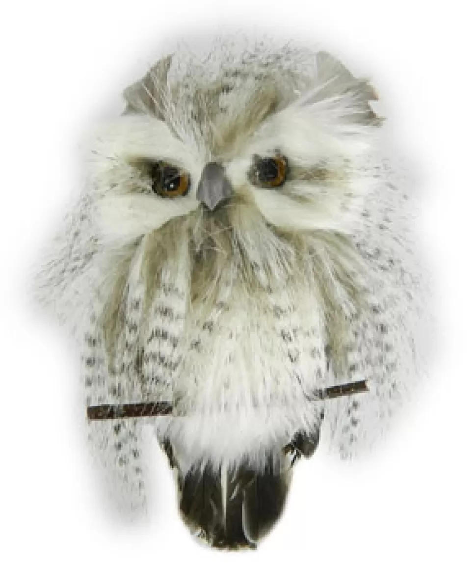 Christmas Forever OWL GRAY/WHITE 8″ FLAT HANGING