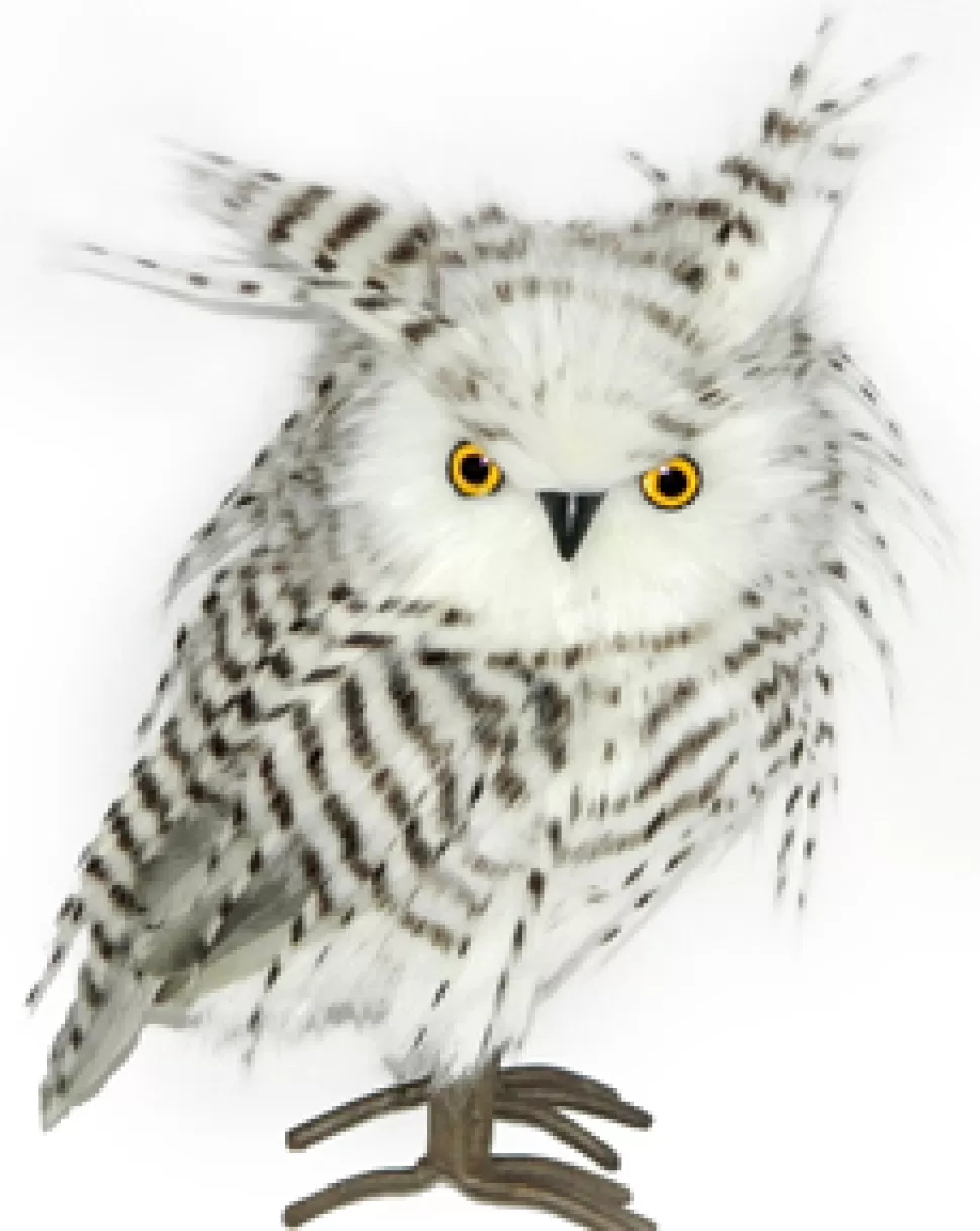 Christmas Forever OWL GRAY/WHITE 8″ LONG HAIR STANDING