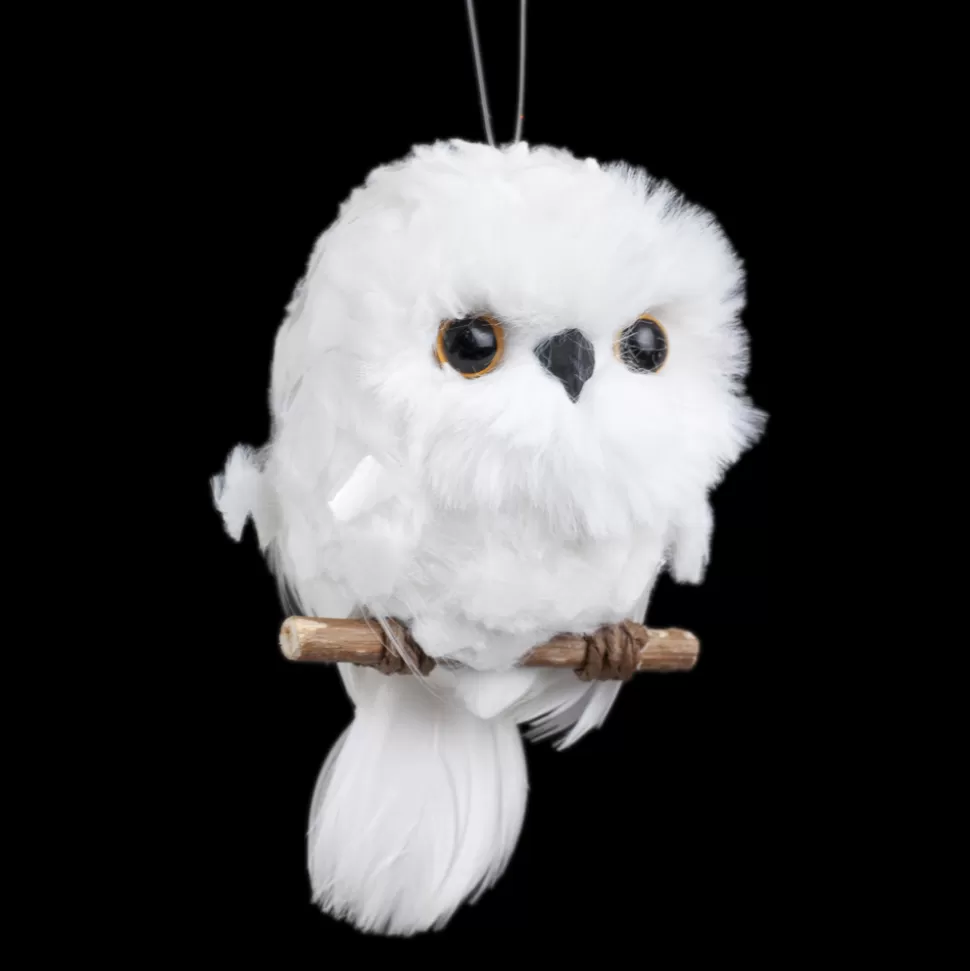 Christmas Forever OWL WHITE 2.5″ FLUFFY SCALLOPED FUR HANGING