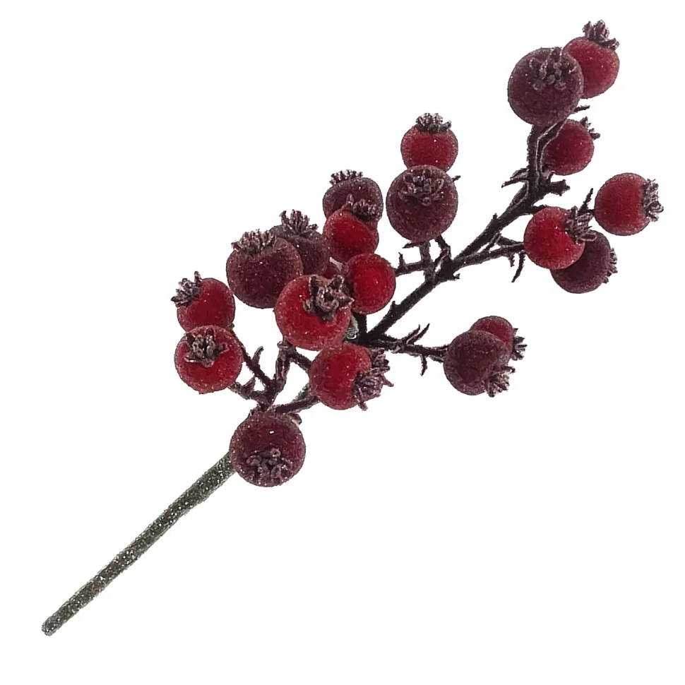 Christmas Forever PICK BERRY 12″ RED W/ ICE COATING