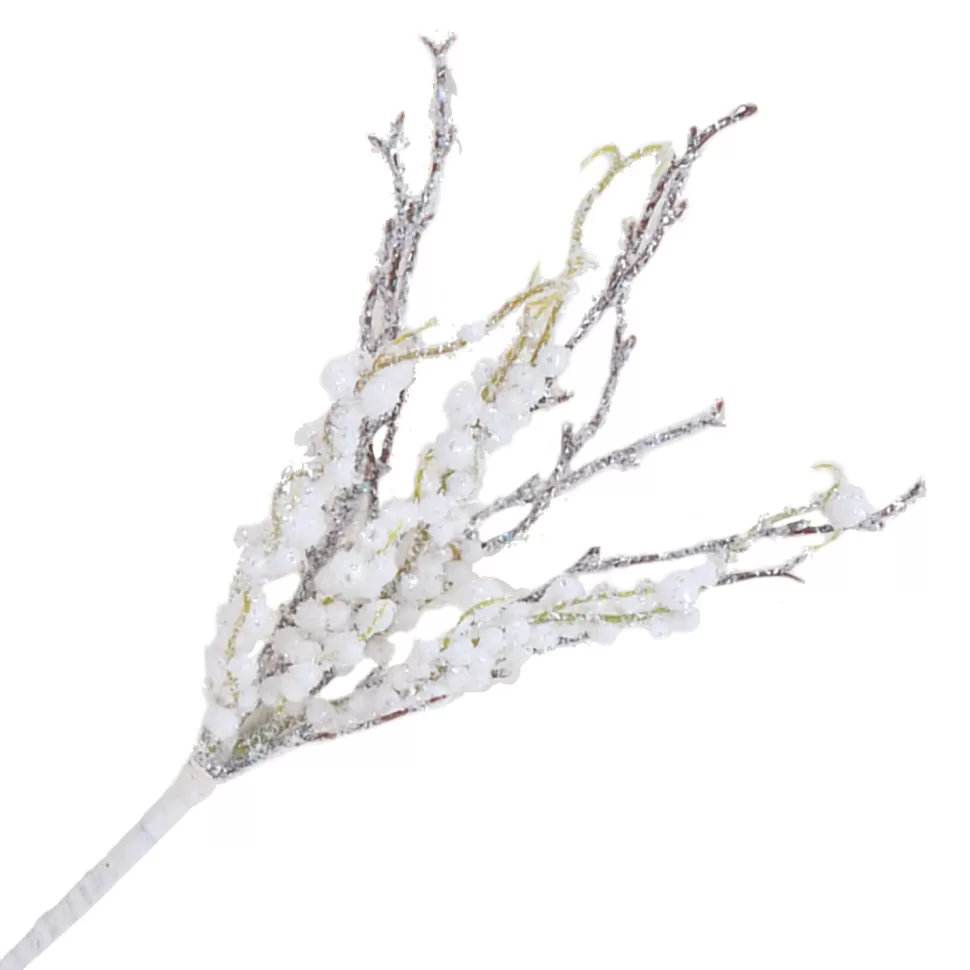 Christmas Forever PICK BERRY 12″ WHITE SNOW BERRY ON TWIGS FLOCKED
