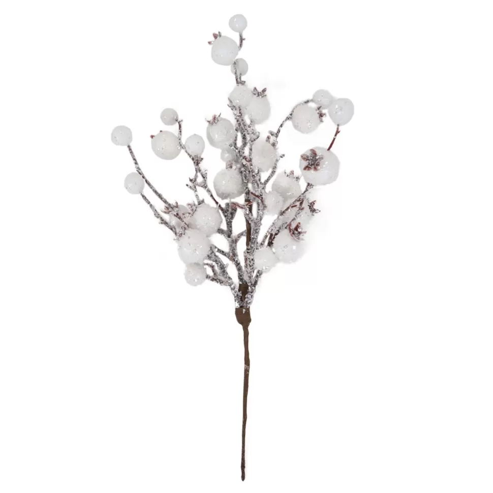 Christmas Forever PICK BERRY 12″ WHITE SNOW BERRY W/ SNOW FROSTING