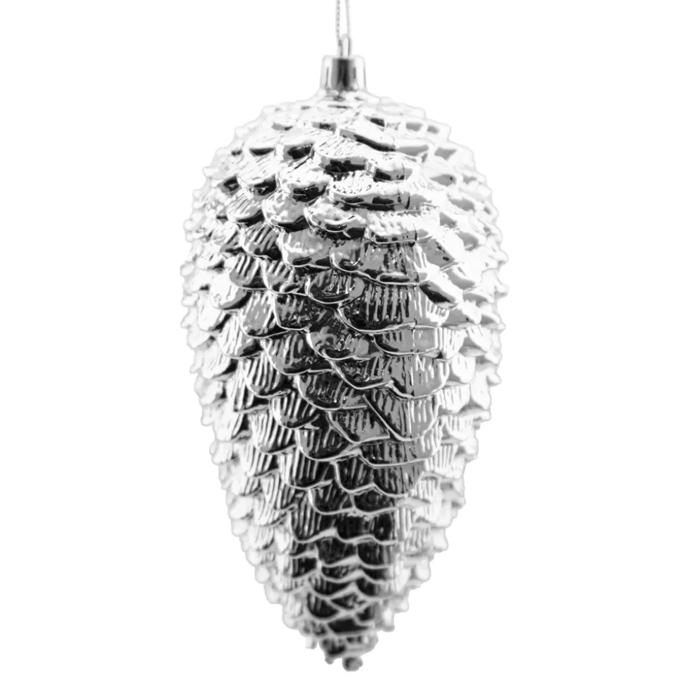 Christmas Forever PINE CONE 180MM SHINY SILVER