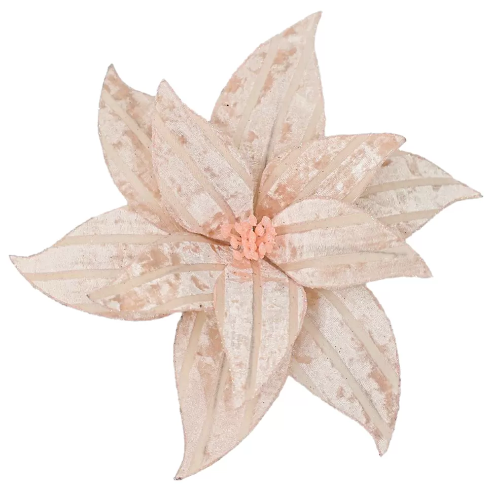 Christmas Forever POINSETTIA HEAD PINK 12″ VELVET W/ CLIP