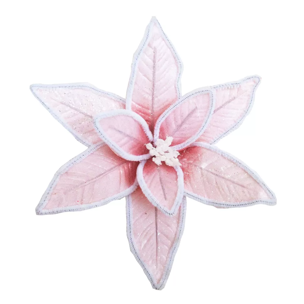 Christmas Forever POINSETTIA HEAD PINK 9″ VELVET W/GLITTER