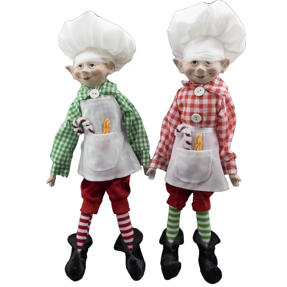 Christmas Forever POSABLE ELF 14″ BOY RED/ GREE BAKER OUTFIT 2 ASST.
