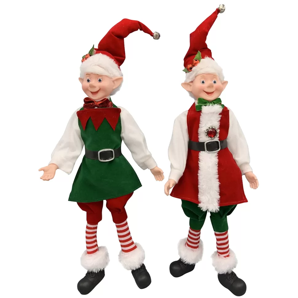 Christmas Forever POSABLE ELF 18″ BOY RED/ GREEN TRADITIONAL OUTFIT 2 ASST.