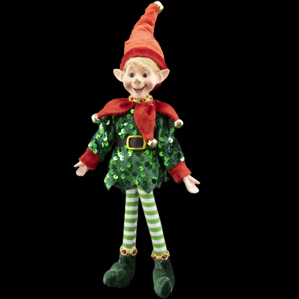 Christmas Forever POSABLE ELF BOY 10″ GREEN SEQUIN OUTFIT