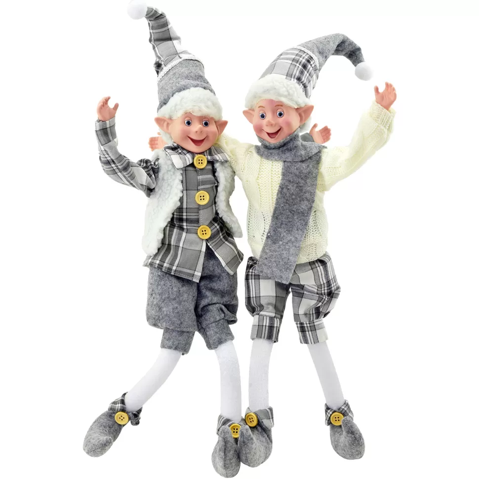 Christmas Forever POSABLE ELF BOY 18″ GRAY/IVORY 2 ASSTD.