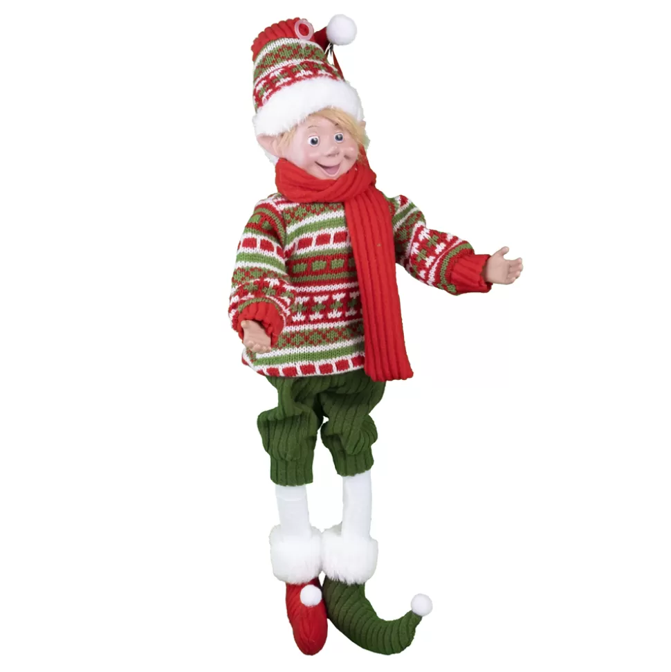 Christmas Forever POSABLE ELF BOY 18″ RED/WHITE/GREEN SWEATER