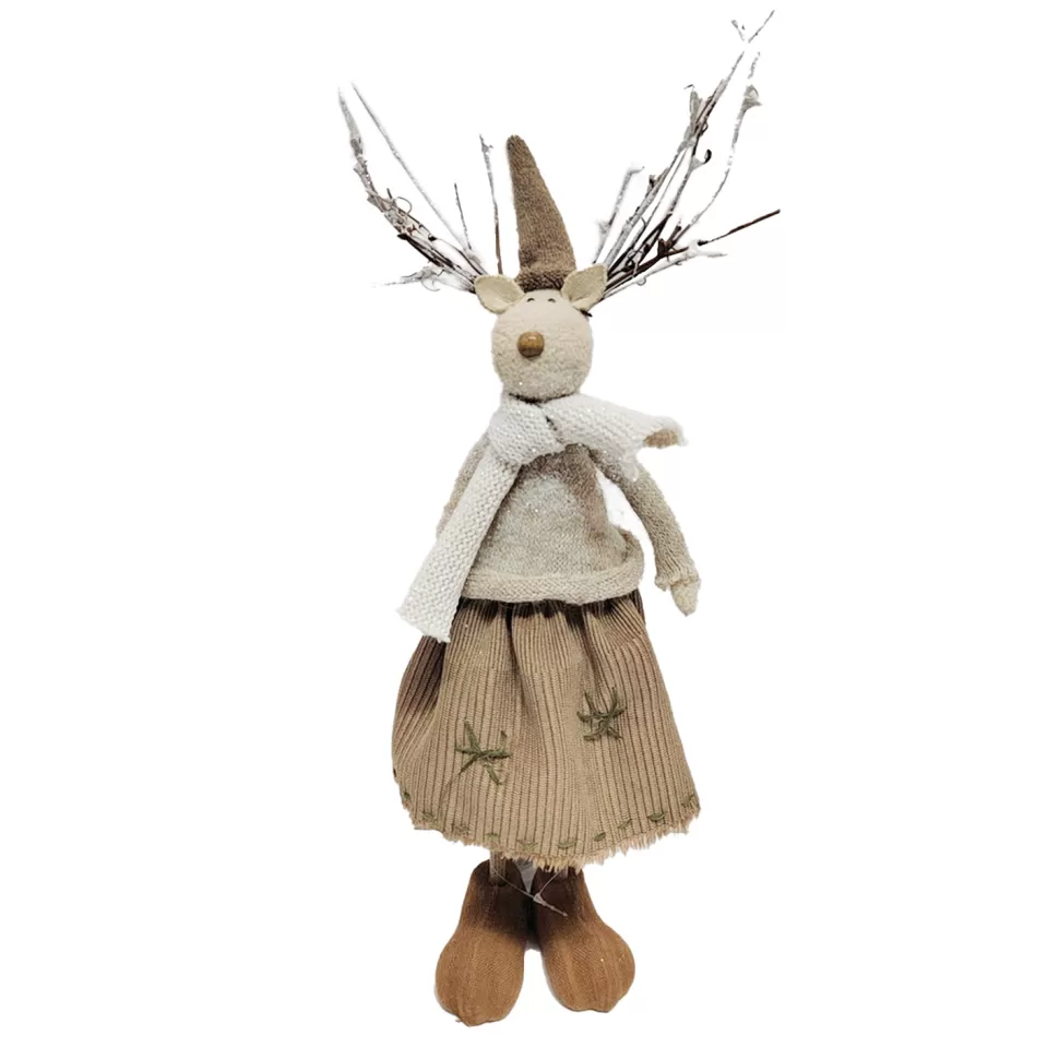 Christmas Forever REINDEER GIRL STANDING 15″ W/ TWIGS BROWN/GLITTER