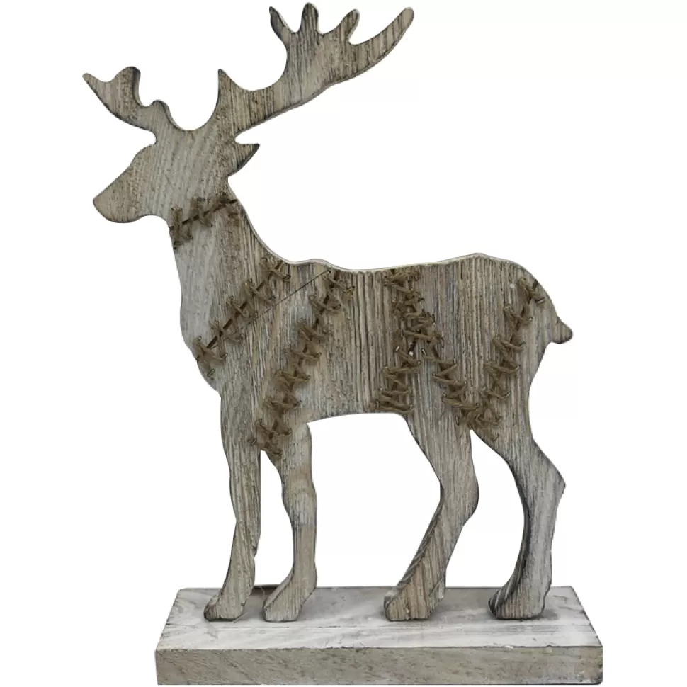 Christmas Forever REINDEER NAT. BIRCH LOOK W/ BASE 14″ NAT. W/ STITCH PATTERN