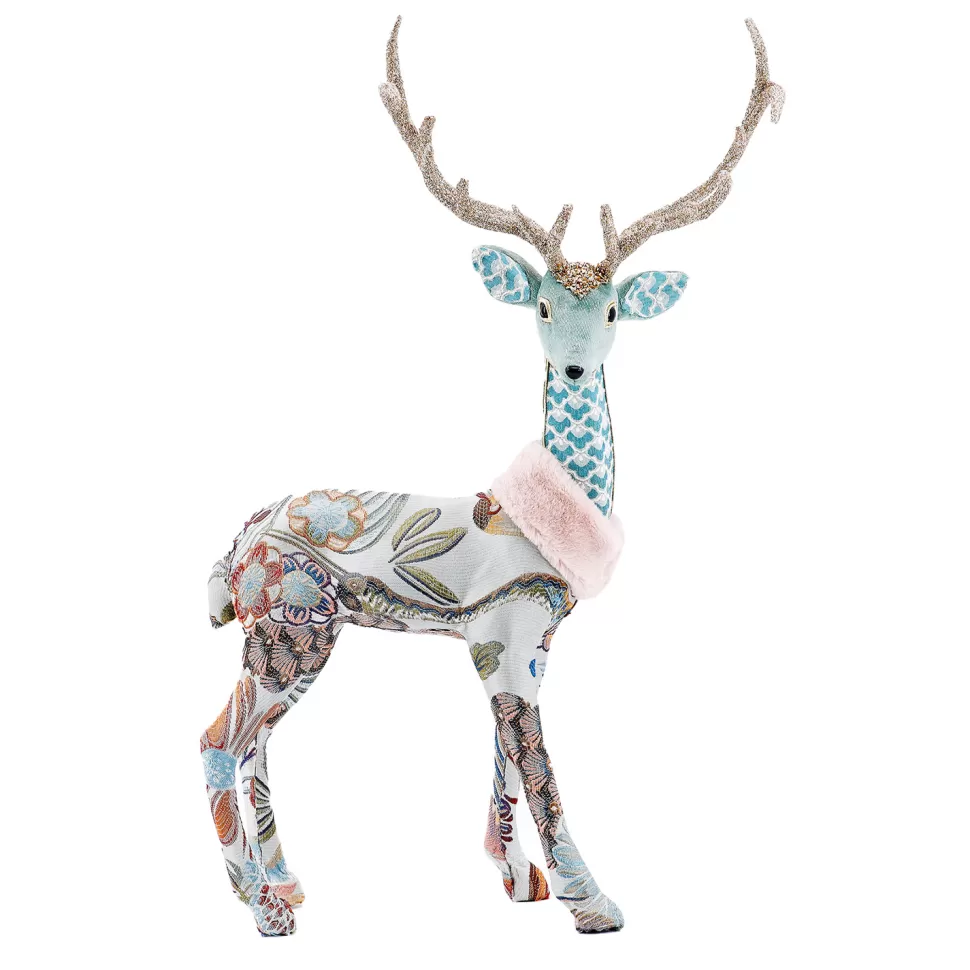 Christmas Forever REINDEER STANDING WITH INTRICATE PATTERN BLUE 22.5″