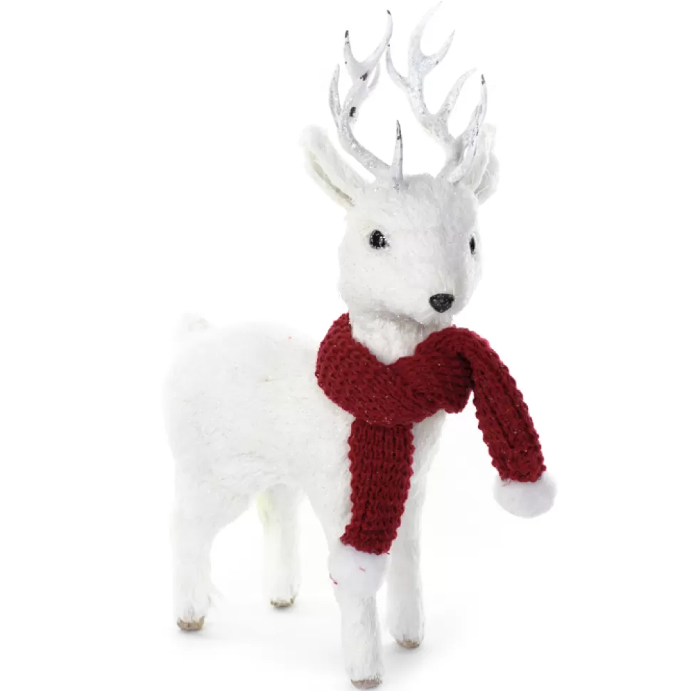Christmas Forever REINDEER WHITE GRASS 19″ STANDING W/ RED SCARF