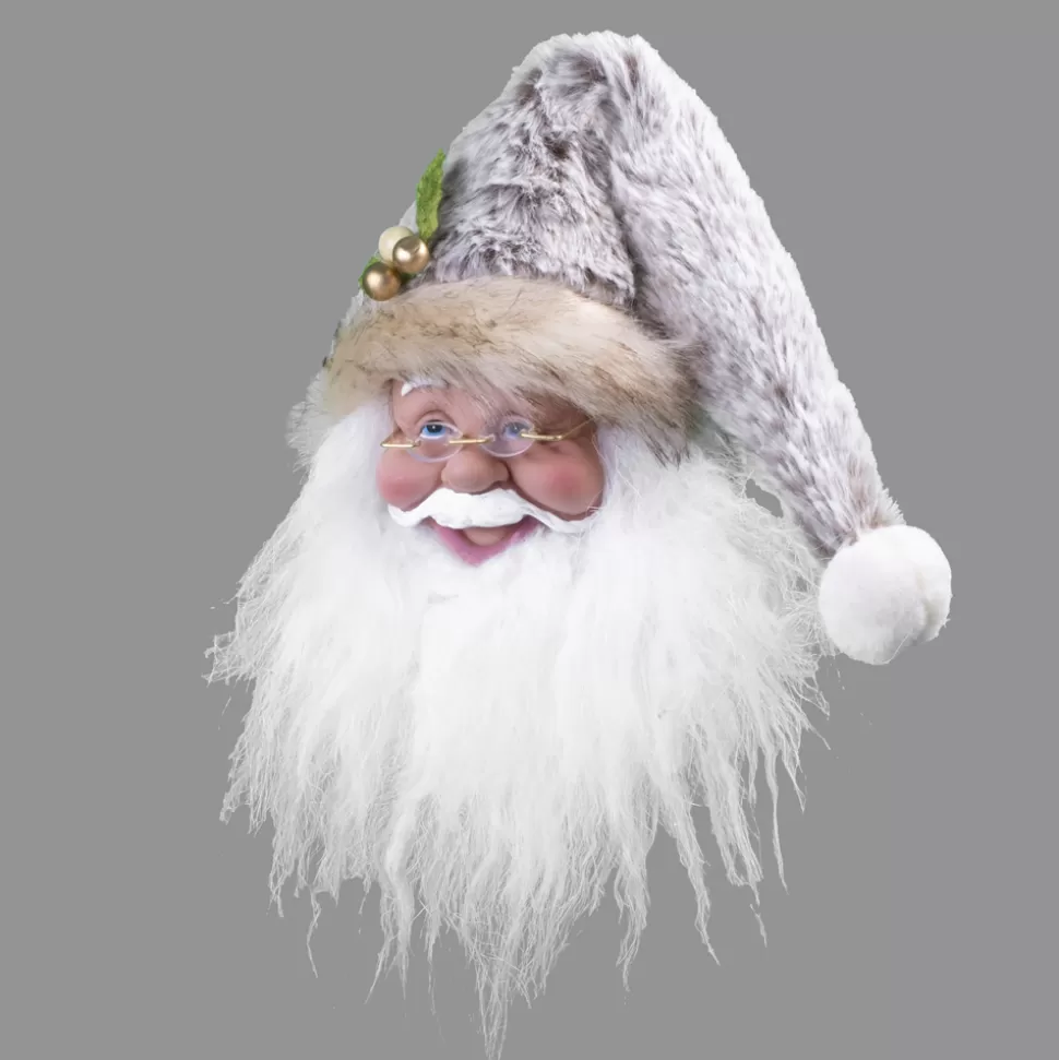 Christmas Forever SANTA HEAD 08″ ORN. BROWN FAUX FUR HAT