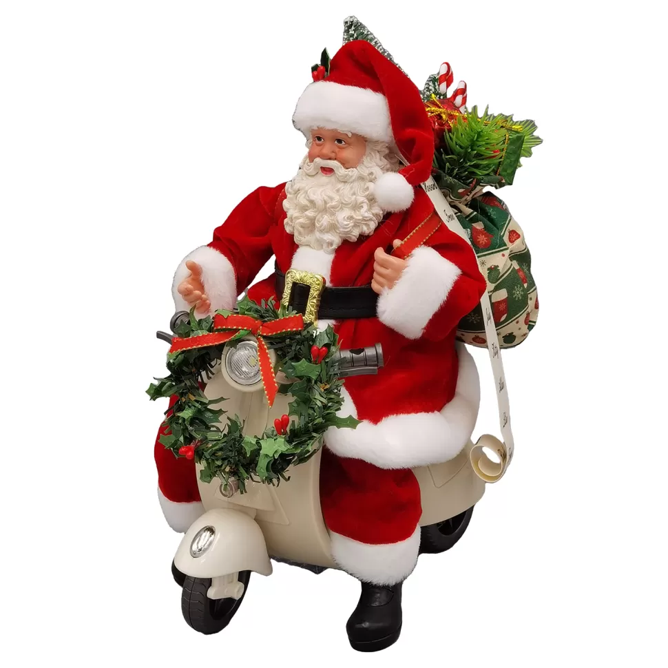 Christmas Forever SANTA SITTING 9″ RIDING VESPA 9RED/GREEN/GOLD