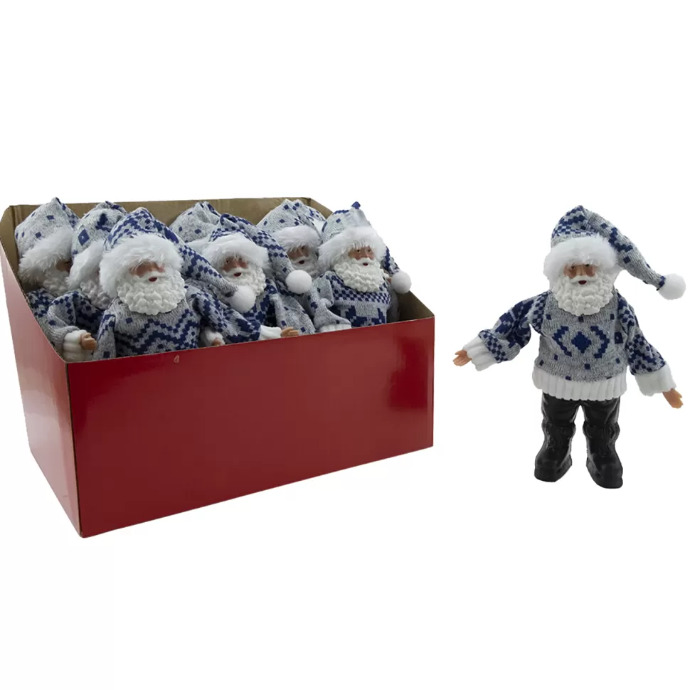Christmas Forever SANTA STANDING 07″ ORN BLUE & GRAY W/ FUR COAT & HAT