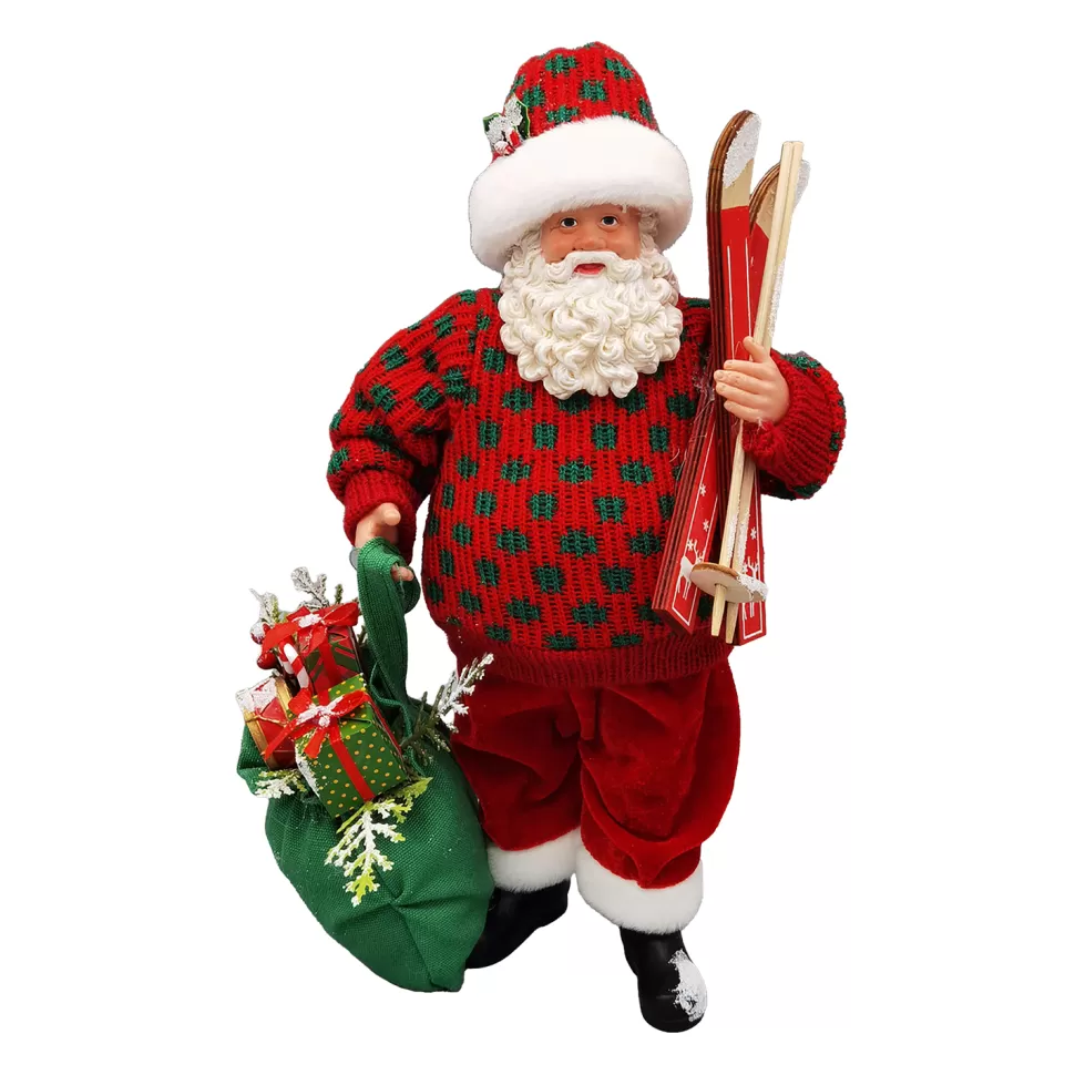 Christmas Forever SANTA STANDING 11″ SKIING RED/GREEN