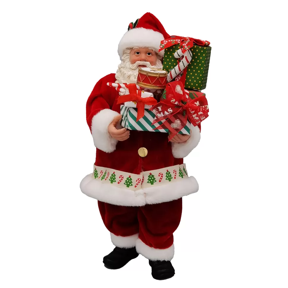 Christmas Forever SANTA STANDING 11″ W/ GIFTS RED/GREEN/WHITE