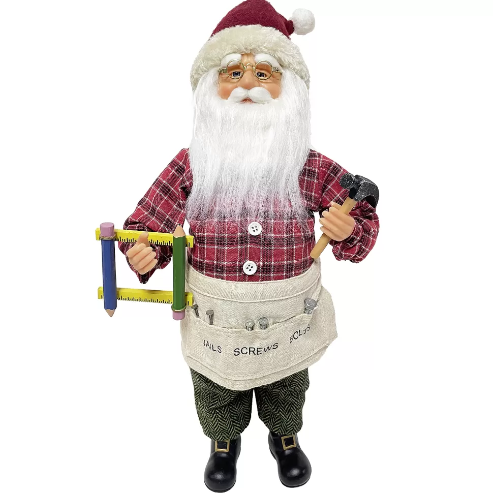 Christmas Forever SANTA STANDING 16″ CARPENTER RED/CREAM/GREEN