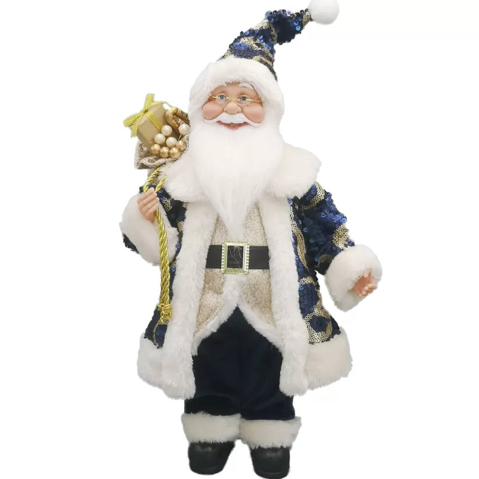 Christmas Forever SANTA STANDING 18″ BLUE/ IVORY