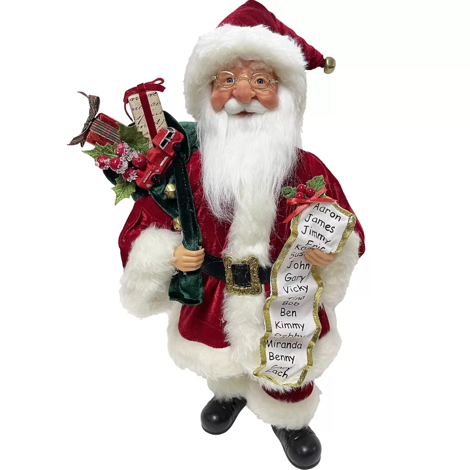 Christmas Forever SANTA STANDING 18″ HOLDING GIFT LIST RED