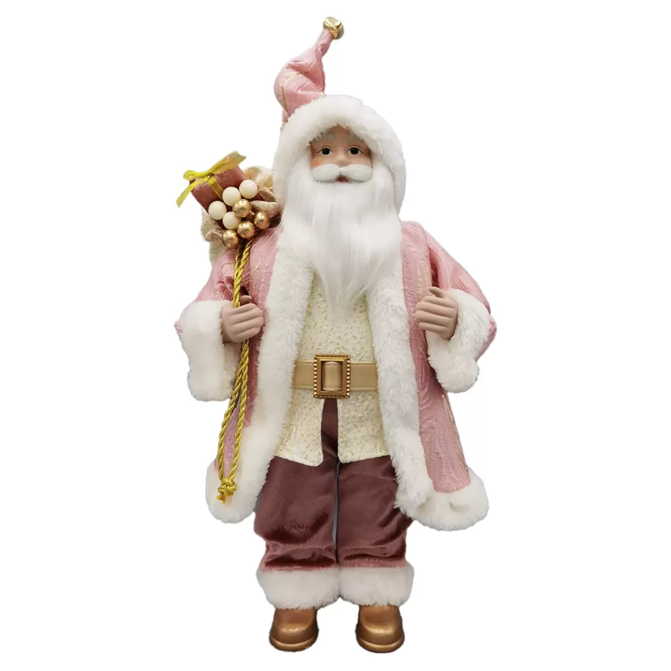 Christmas Forever SANTA STANDING 18″ W/ GIFT SACK PINK/GOLD
