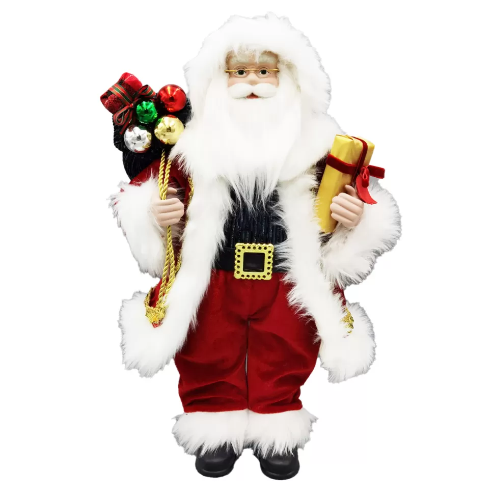 Christmas Forever SANTA STANDING 18″ W/ GIFTS RED/GREEN/GOLD