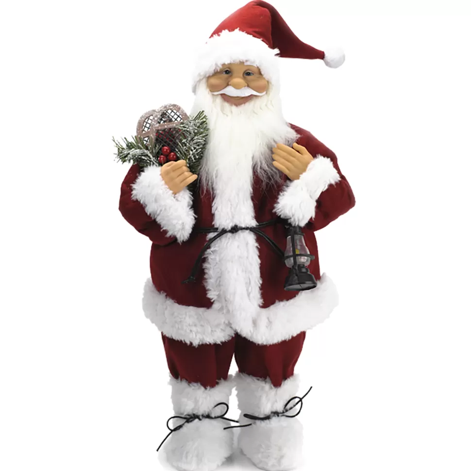 Christmas Forever SANTA STANDING 24″ RED TRADITIONAL DLX W/ PLUSH TRIM