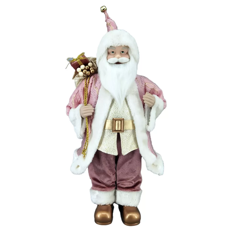 Christmas Forever SANTA STANDING 24″ W/ GIFT SACK PINK/GOLD