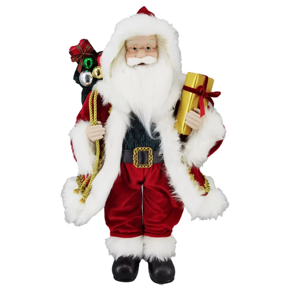 Christmas Forever SANTA STANDING 24″ W/ GIFTS RED/GREEN/GOLD