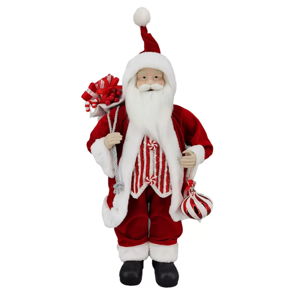 Christmas Forever SANTA STANDING 24″ W/ ORN. RED/WHITE